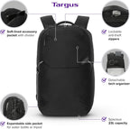 Targus Mochila Work+ EcoSmart de 15 a 16 pulgadas, organizador técnico desmontable, cremalleras con cerradura, materiales reciclados, capacidad de 23 litros, bolsillo para botella de agua, diseño