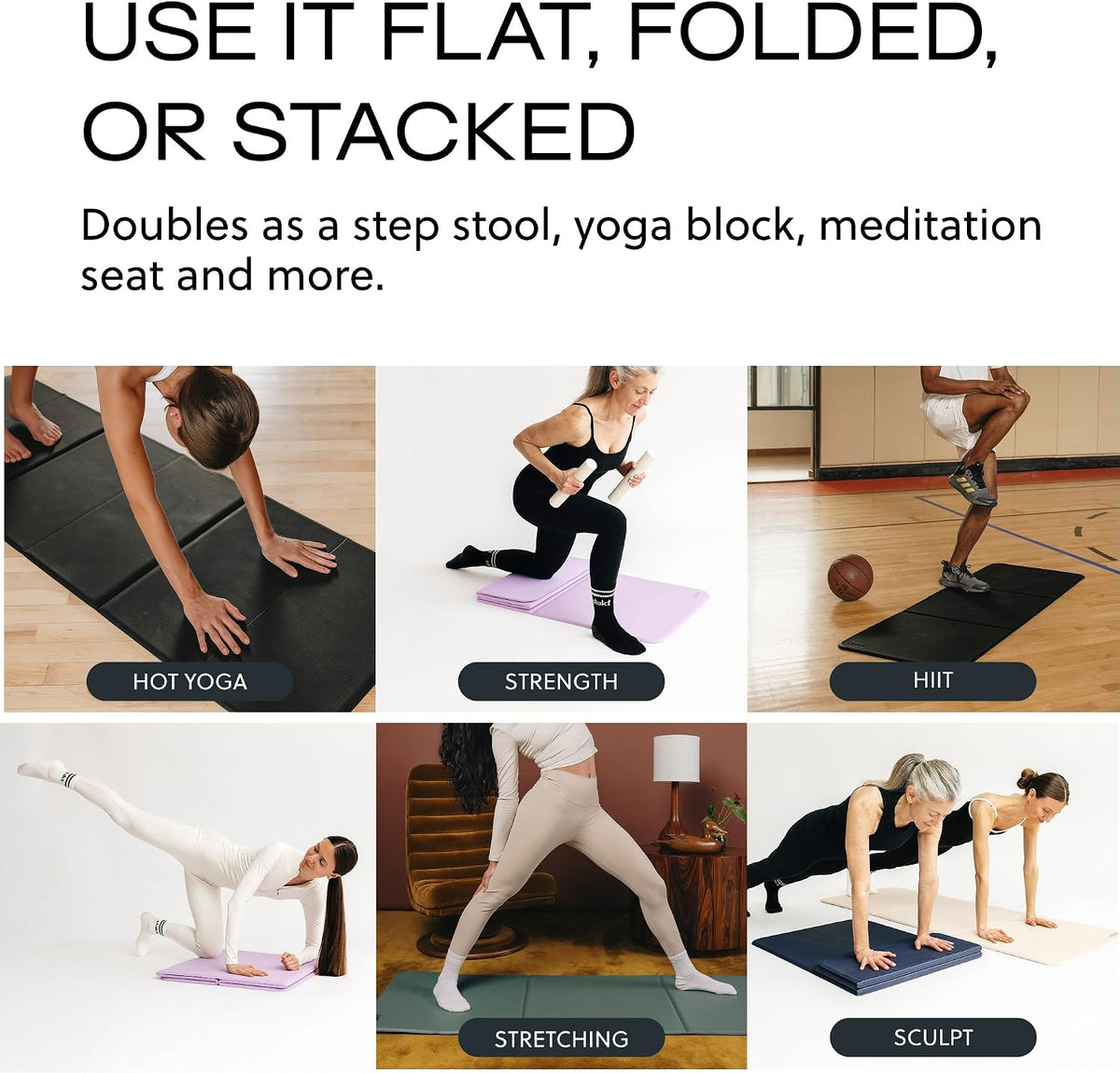 Stakt Esterilla de yoga plegable Pro - Esterilla antideslizante 2 en 1 para