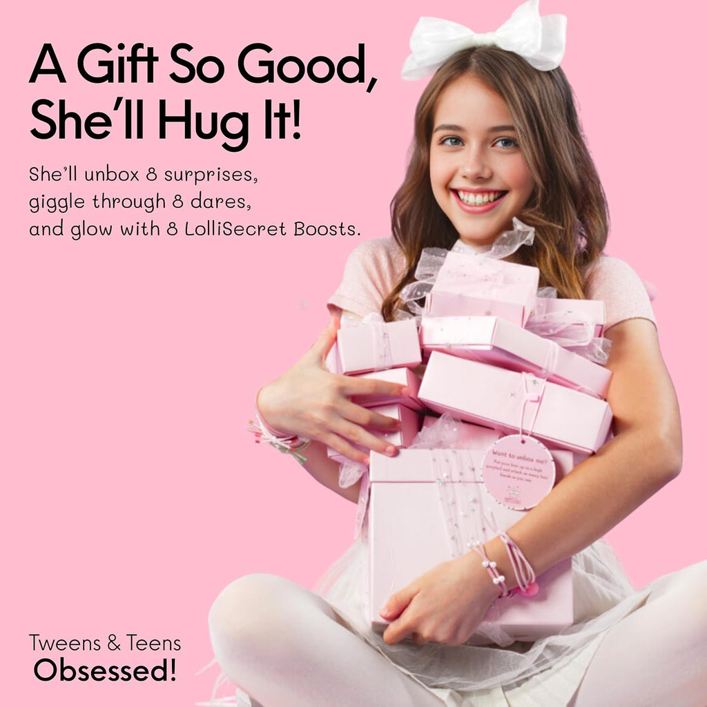 LolliBox Birthday Gift Set para niñasTween y adolescentes de 8–15 años, lista para regalar, 8 regalos envueltos individualmente