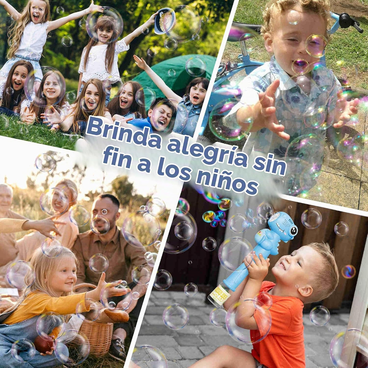 Paquete de 4 varitas automáticas de burbujas para niños, máquina de burbujas de dinosaurio con batería recargable, juguetes para interiores y exteriores, para niños y niñas de 3 a 8 años