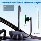 Actualización [Certificado Qi2] 15 W para cargador inalámbrico MagSafe, 2 cargas rápidas [succión segura de 90 + libras), soporte magnético para teléfono, parabrisas para iPhone 17/16/15/14/13/12 Pro Max, color negro