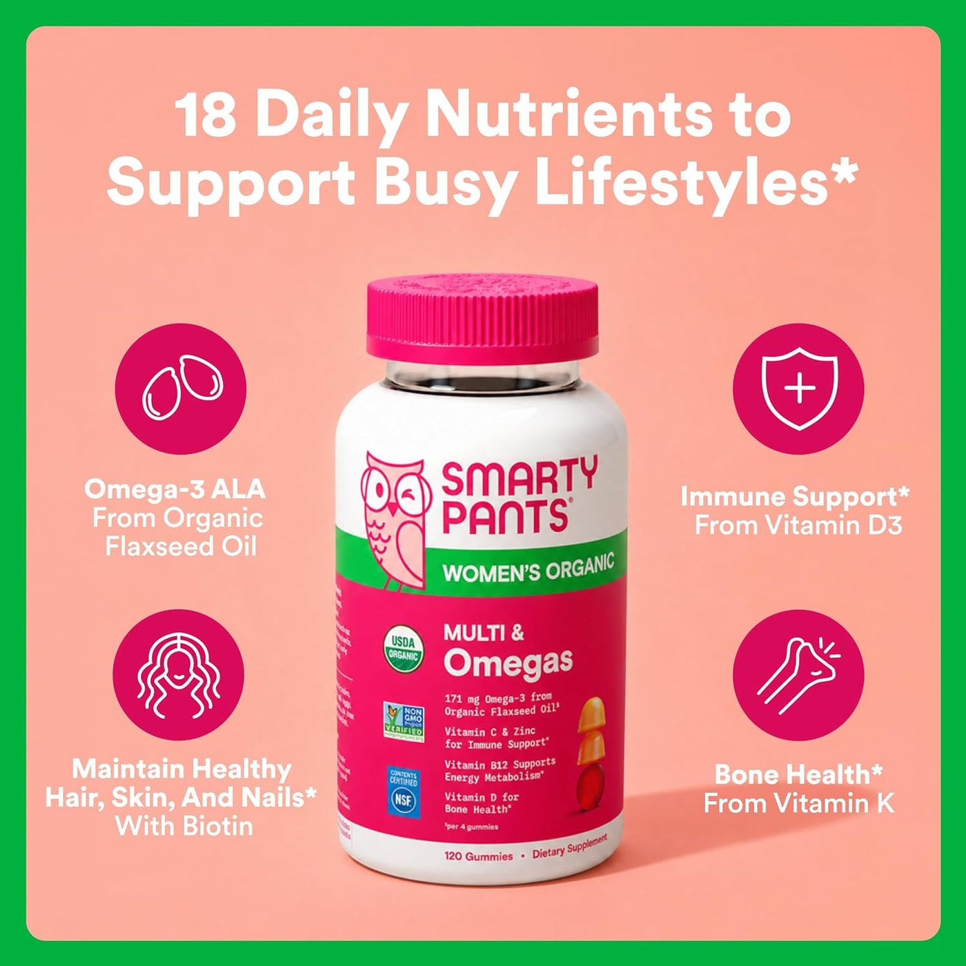 SmartyPants Gomitas multivitamínicas orgánicas para mujeres: biotin...