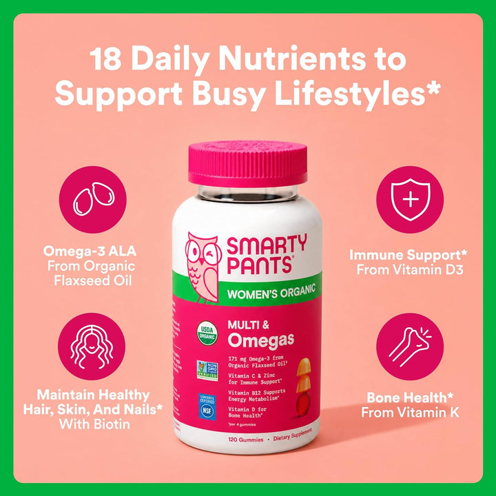 SmartyPants Gomitas multivitamínicas orgánicas para mujeres: biotin...