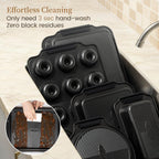 Kikcoin - Juego de 25 sartenes antiadherentes para hornear con bandeja grande para asar pavo, juego de utensilios de cerámica apilables para hornear de 450 °F con asas de silicona, hojas de galletas