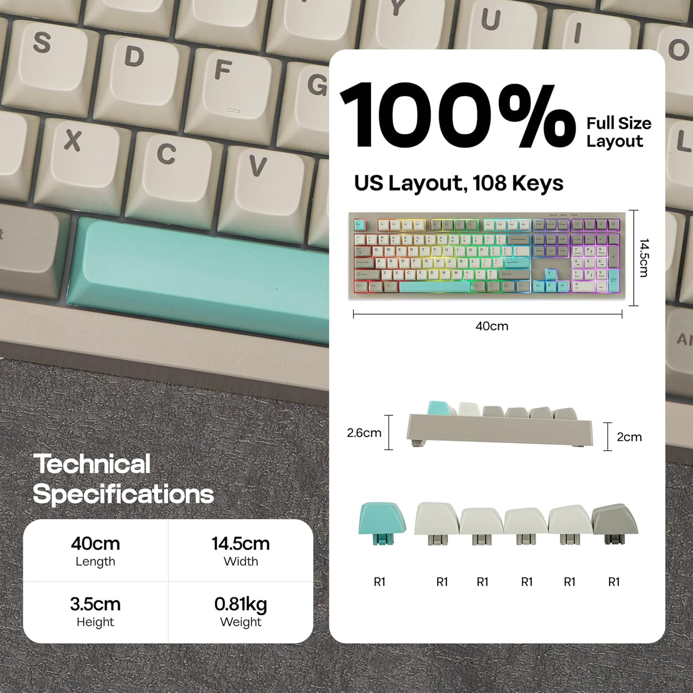 MechLands Aula S102 - Teclado de membrana para juegos con teclado n...