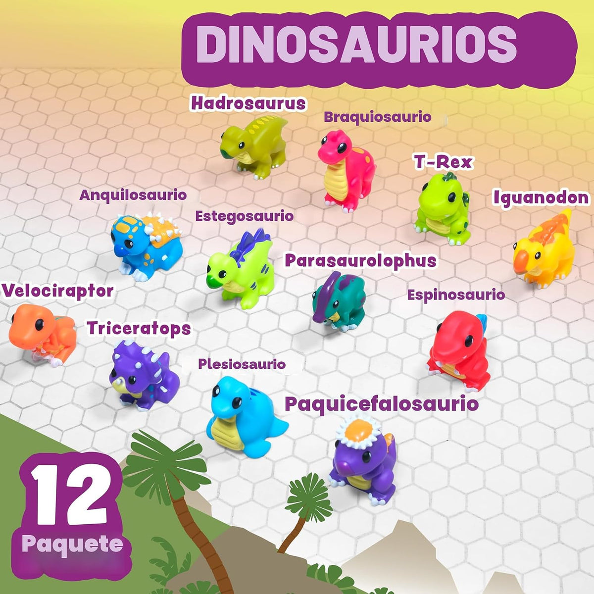 Tub Works® Juguetes de baño de dinosaurio sin moho, paquete de 12 | Diseño de juguetes de baño sellados sin agujeros que mantiene la humedad fuera | Suave, exprimible y flota en el agua | Juego de juguetes de baño para bebés y niños pequeños de fácil agar