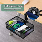 ROSYLINE - Organizador de almacenamiento giratorio debajo del escritorio con soporte para tazas y bandeja de cajón