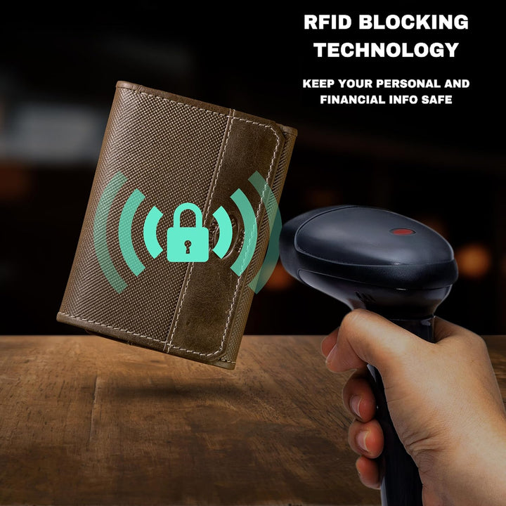 Stealth Mode Cartera triple de piel con bloqueo RFID para hombre, b...