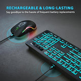 Combo de teclado y mouse inalámbricos: teclado retroiluminado de im...