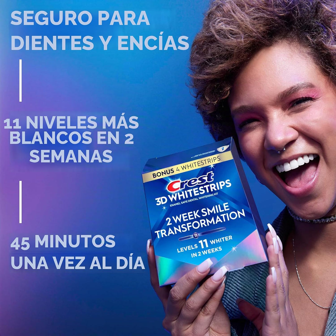 Crest Tiras blanqueadoras de dientes, Crest 3D Whitestrips 2 semana...