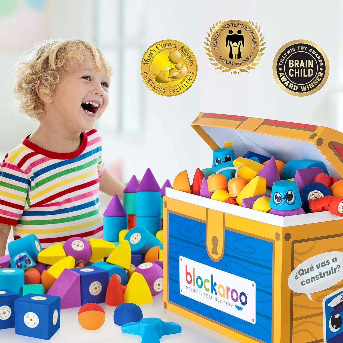 Blockaroo Juego de bloques de construcción de espuma magnética de 100