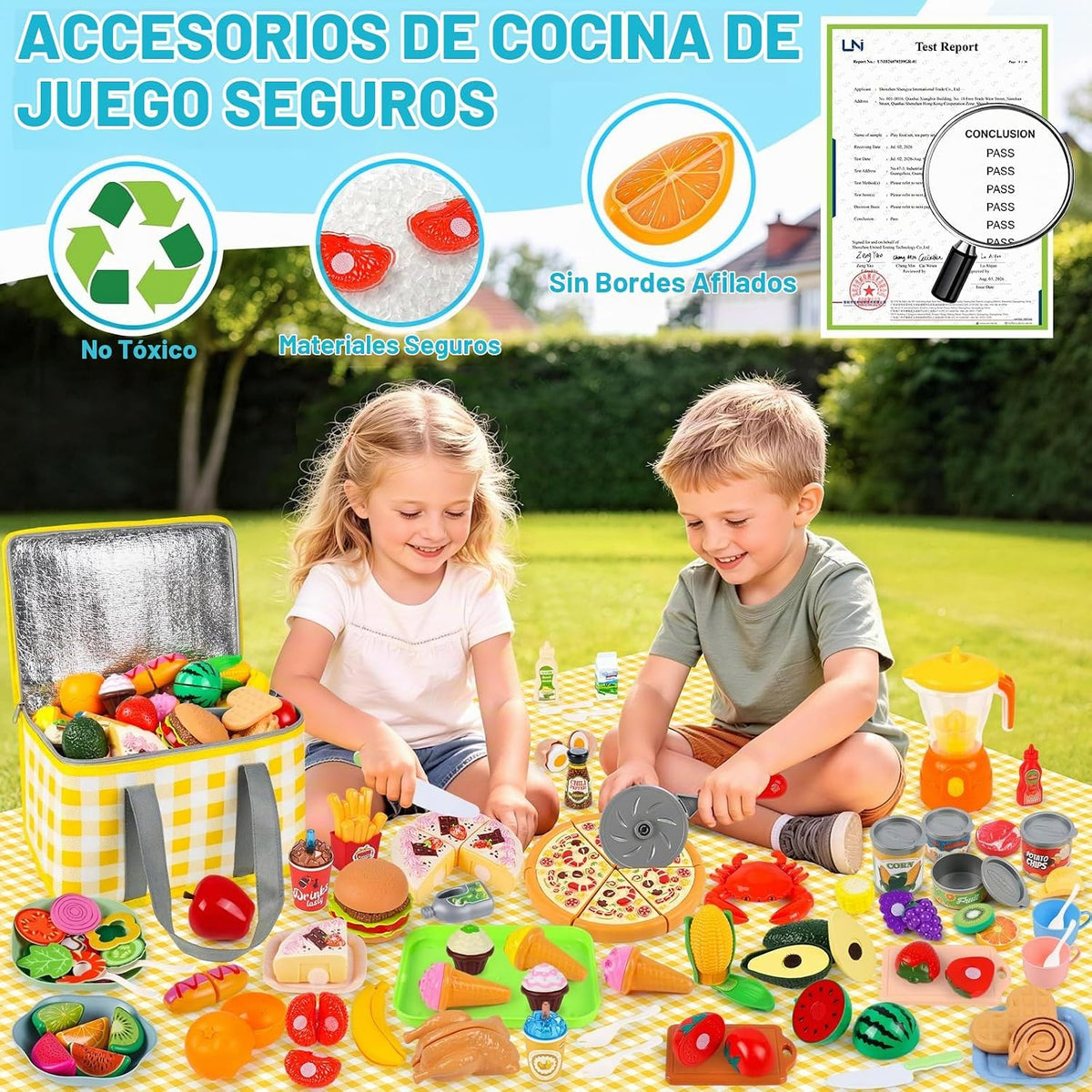 Juego de alimentos de corte de 123 piezas, bolsa de transporte de