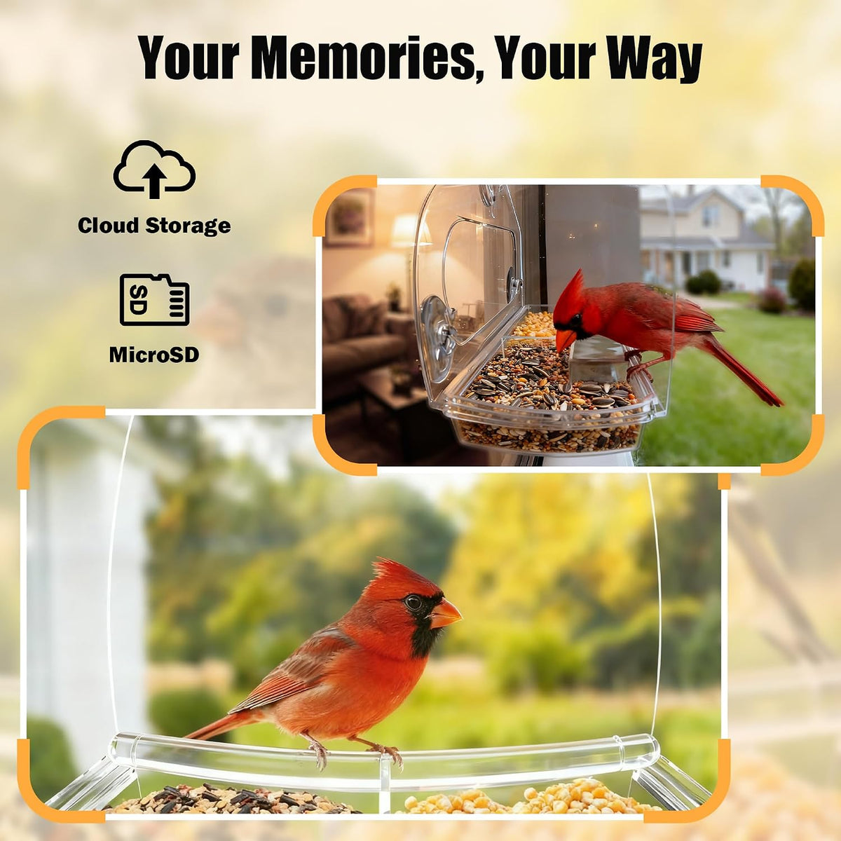 Comedero para pájaros con ventosas fuertes y cámara inteligente impermeable