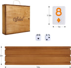 Juego de cubo Rummy con traje de póquer, juego de Rummy portátil incluye caja de madera, 4 estantes de madera, 106 fichas grandes de números, juegos de mesa clásicos para 2-4 jugadores, regalo