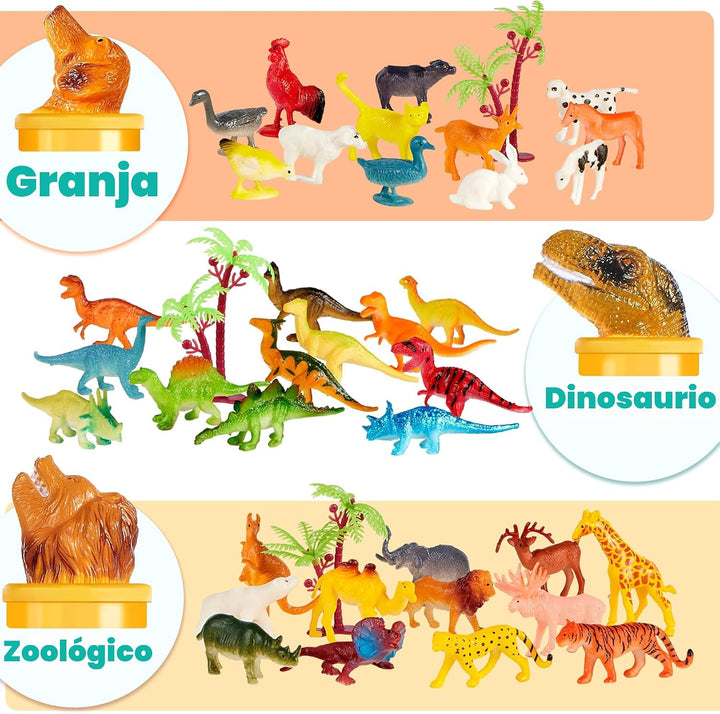 JOYIN 69 figuras de animales pequeños, mini juego de juguetes de se...