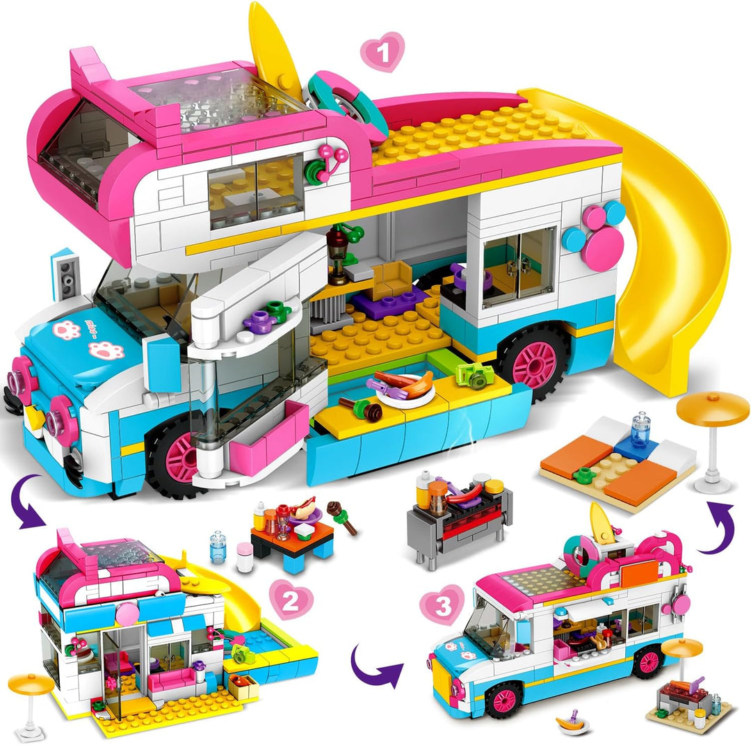 HOGOKIDS Juego de construcción 3 en 1 para niñas cámper y