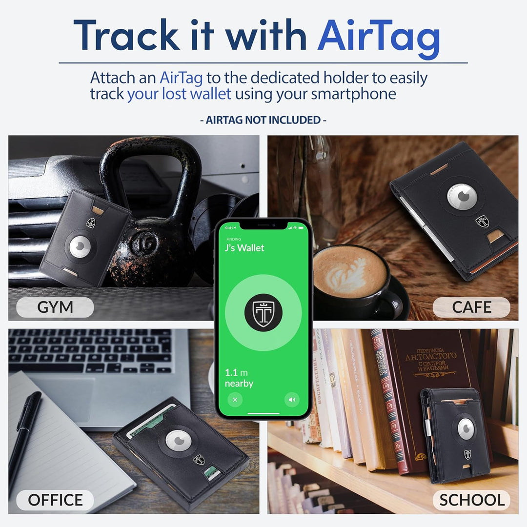 TRAVANDO AirTag* - Cartera para hombre con clip para dinero, tarjet...