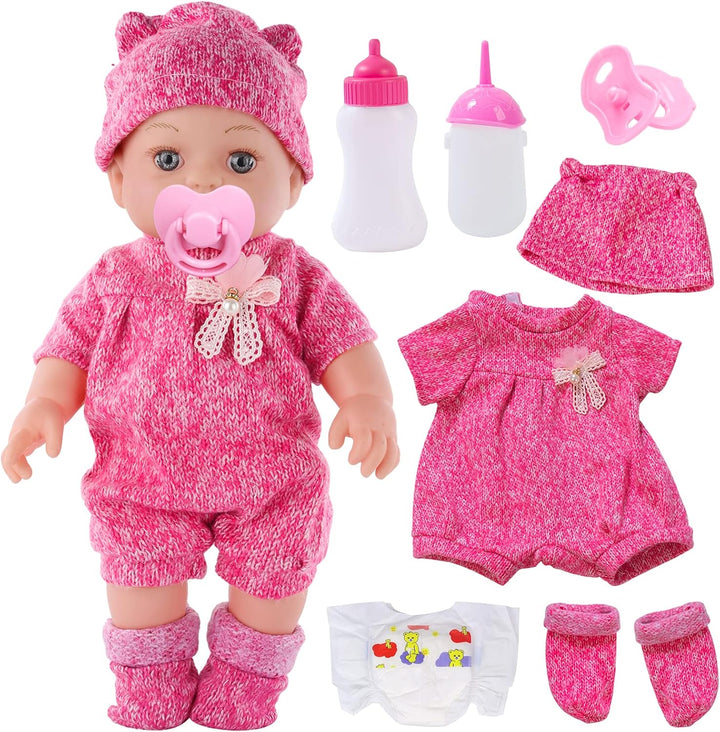 DONTNO Muñeca de bebé de 12 pulgadas con ropa y accesorios, Set de...