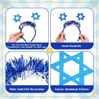 Lyrow 12 diademas de Hanukkah Boppers Janucá, diadema de fieltro de Menorá, estrella hexagonal Dreidel, regalos de fiesta de Hanukkah, 12 unidades