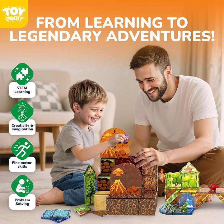 TOY Life Juego de 79 piezas de fichas magnéticas de dinosaurios, bl...