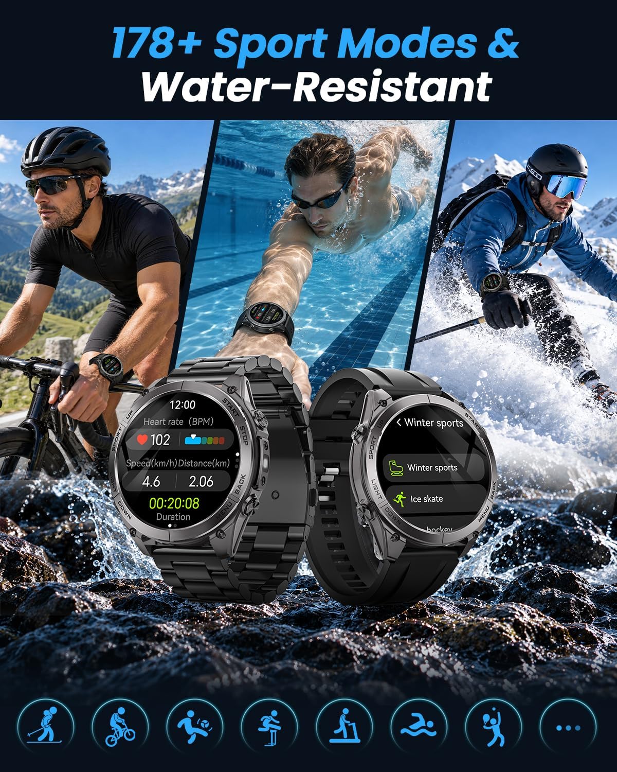 Relojes inteligentes militares para hombres con GPS y mapas offline