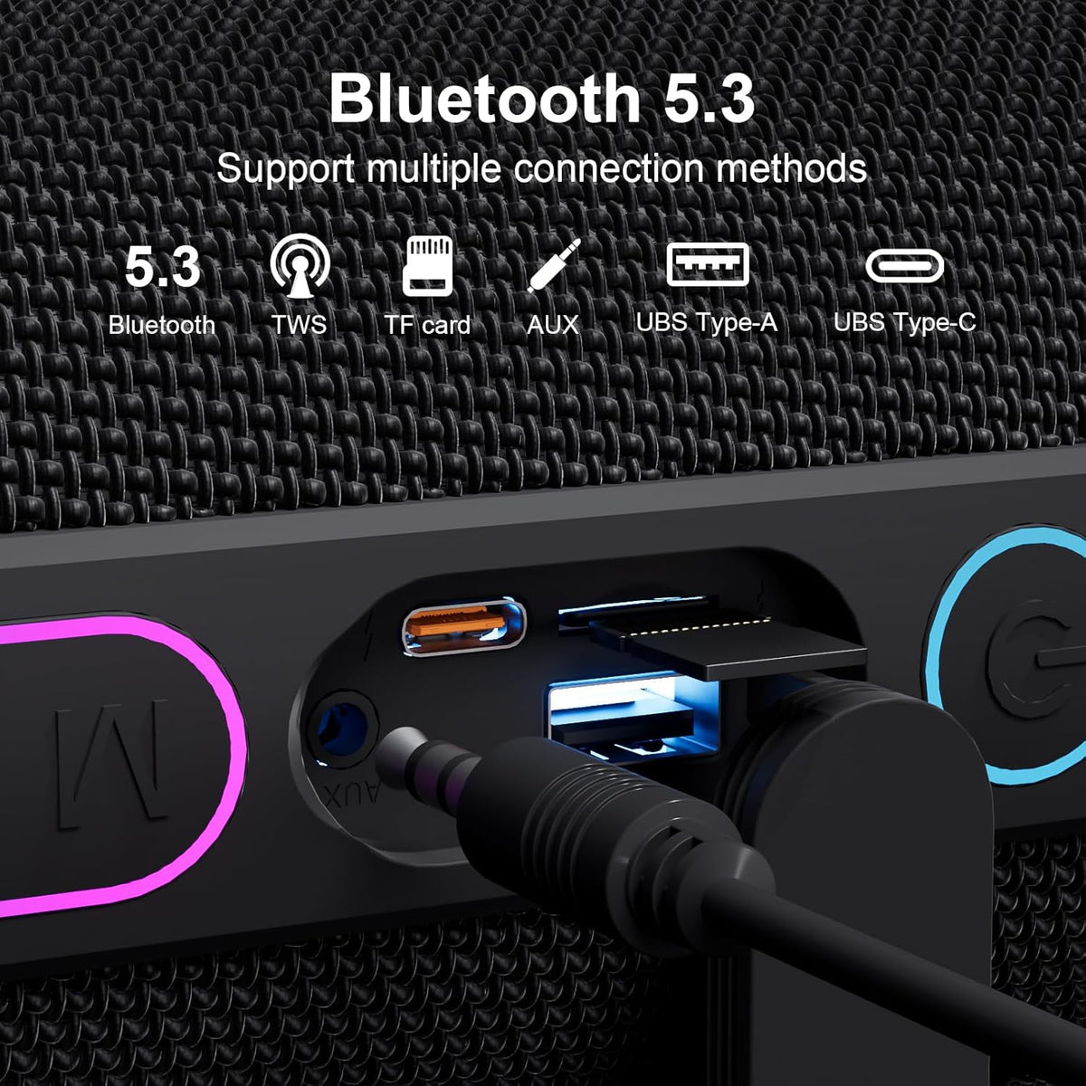 YOLOEMO - Altavoz Bluetooth portátil de 40 W, graves profundos mejo...