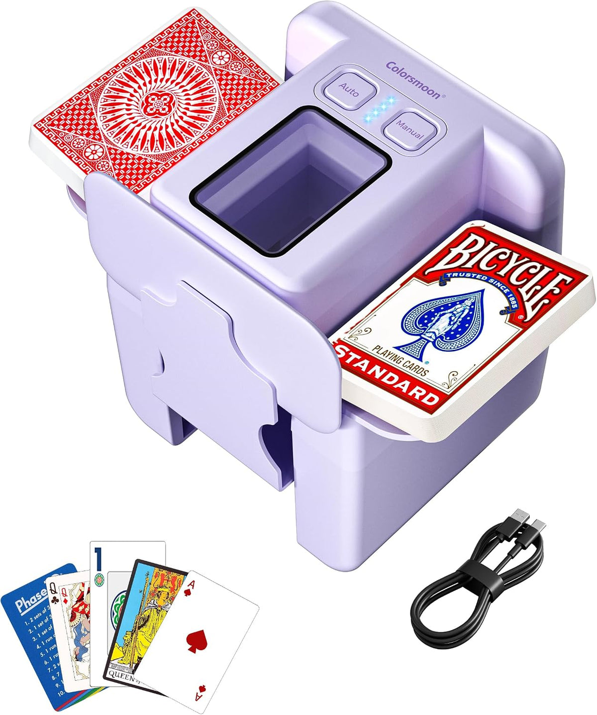 Barajador automático de tarjetas - 4 cubiertas USB-C recargable