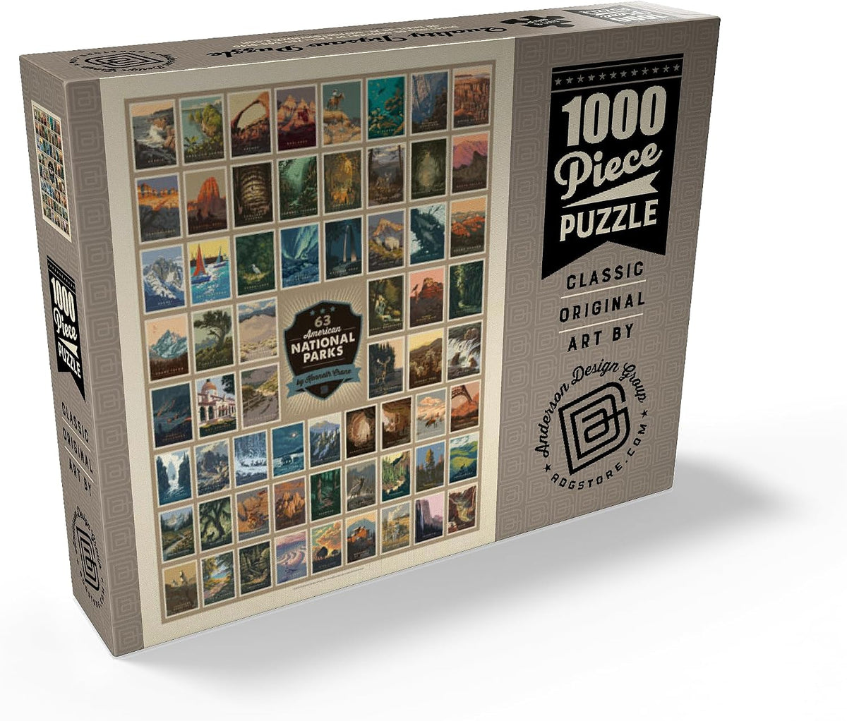 MyPuzzle 63 American National Parks: By Kenneth Crane, póster vintage, rompecabezas premium de 1000 piezas para adultos