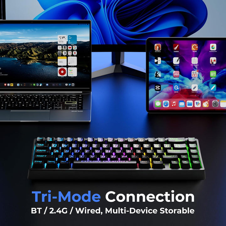 x XVX M67 Teclado inalámbrico 60% por ciento, teclado topográfico Q...