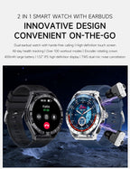 Reloj inteligente con auriculares para Android y iPhone, pantalla HD de 1.52 pulgadas, contestar/hacer llamadas, rastreador de fitness, diseño ultrafino, reloj con auriculares para hombres y mujeres