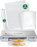 Máquina selladora al vacío compacta FoodSaver con bolsas herméticas y rollo - Ideal para Sous Vide y almacenamiento hermético de alimentos, blanco