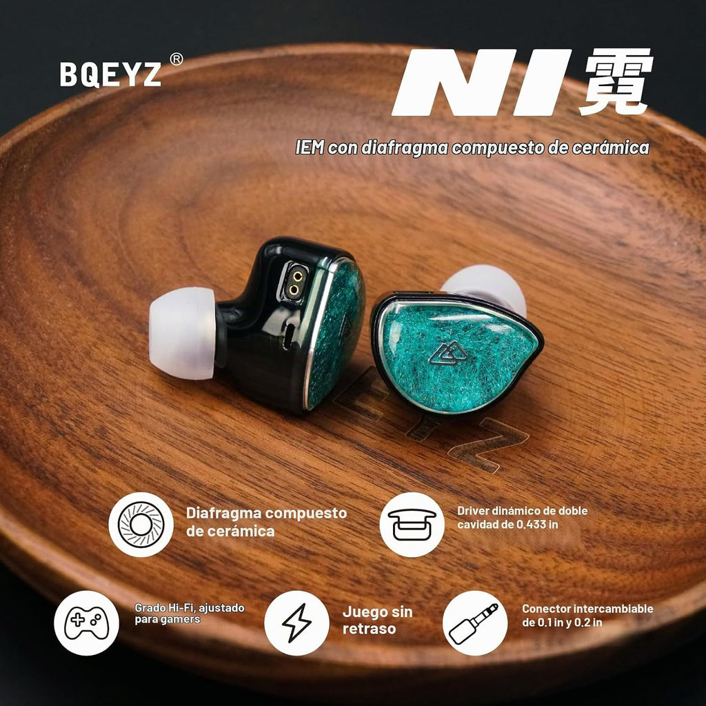 BQEYZ NI - Monitor de oído con cable, auriculares para juegos con enchufes