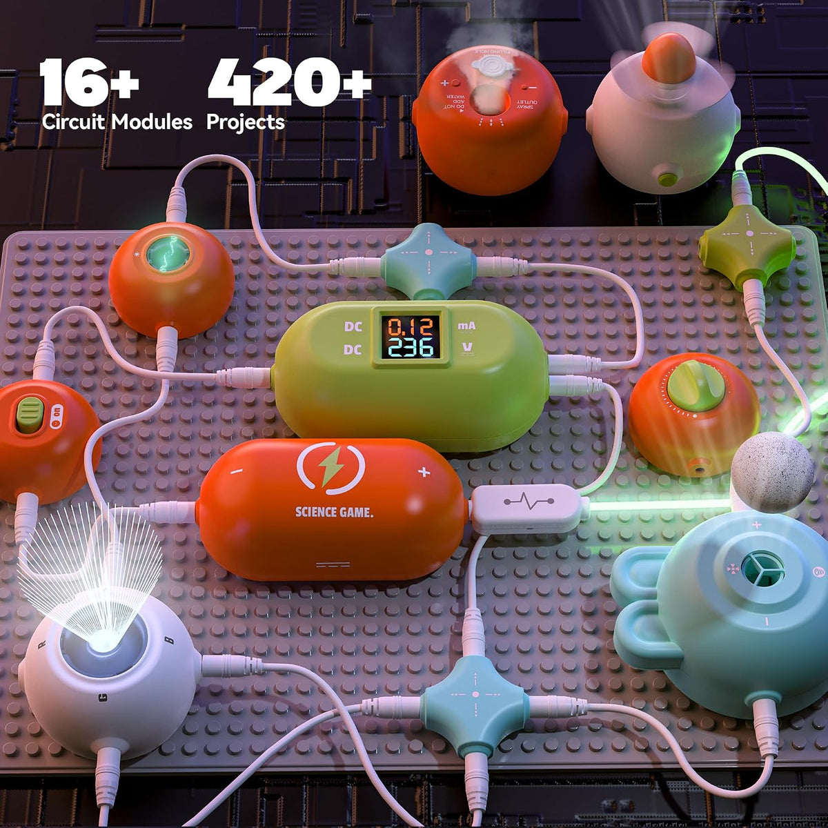 Kits de ciencia para niños: kits STEM para niños, kit de exploración de electrónica, más de 420 proyectos, 35 piezas de circuito y 320 proyectos, 16 piezas de circuito