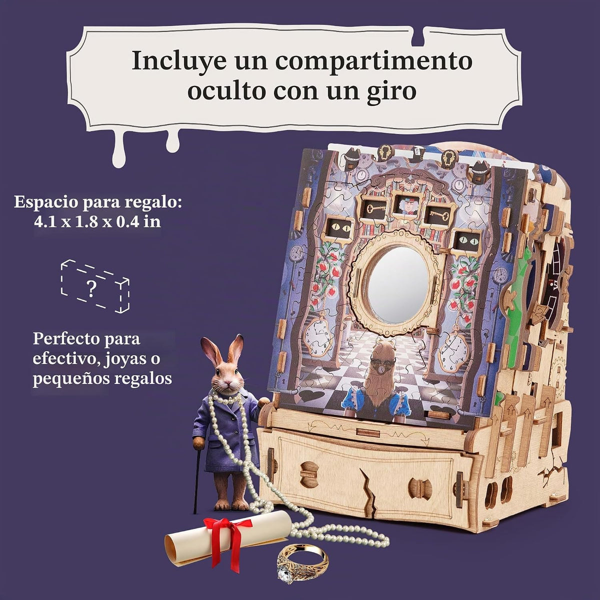 iDventure Cluepuzzle Wonderbox of Alice, caja de rompecabezas para adultos
