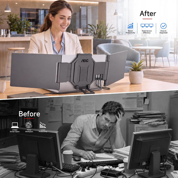 AOC Extensor de pantalla para laptop de 14 pulgadas, monitor portát...