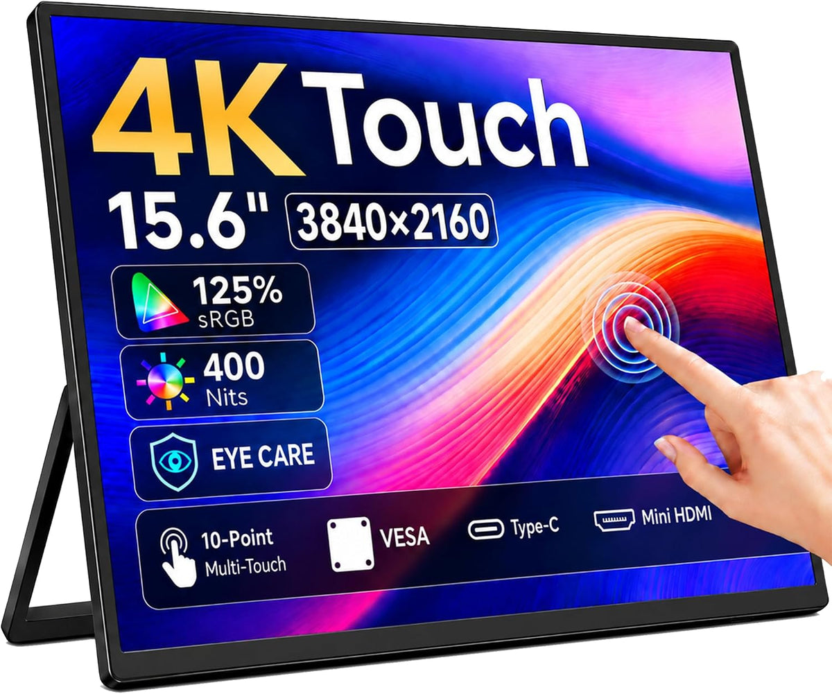 Monitor portátil 4K, monitor portátil UHD de 15,6 pulgadas 3840x2160