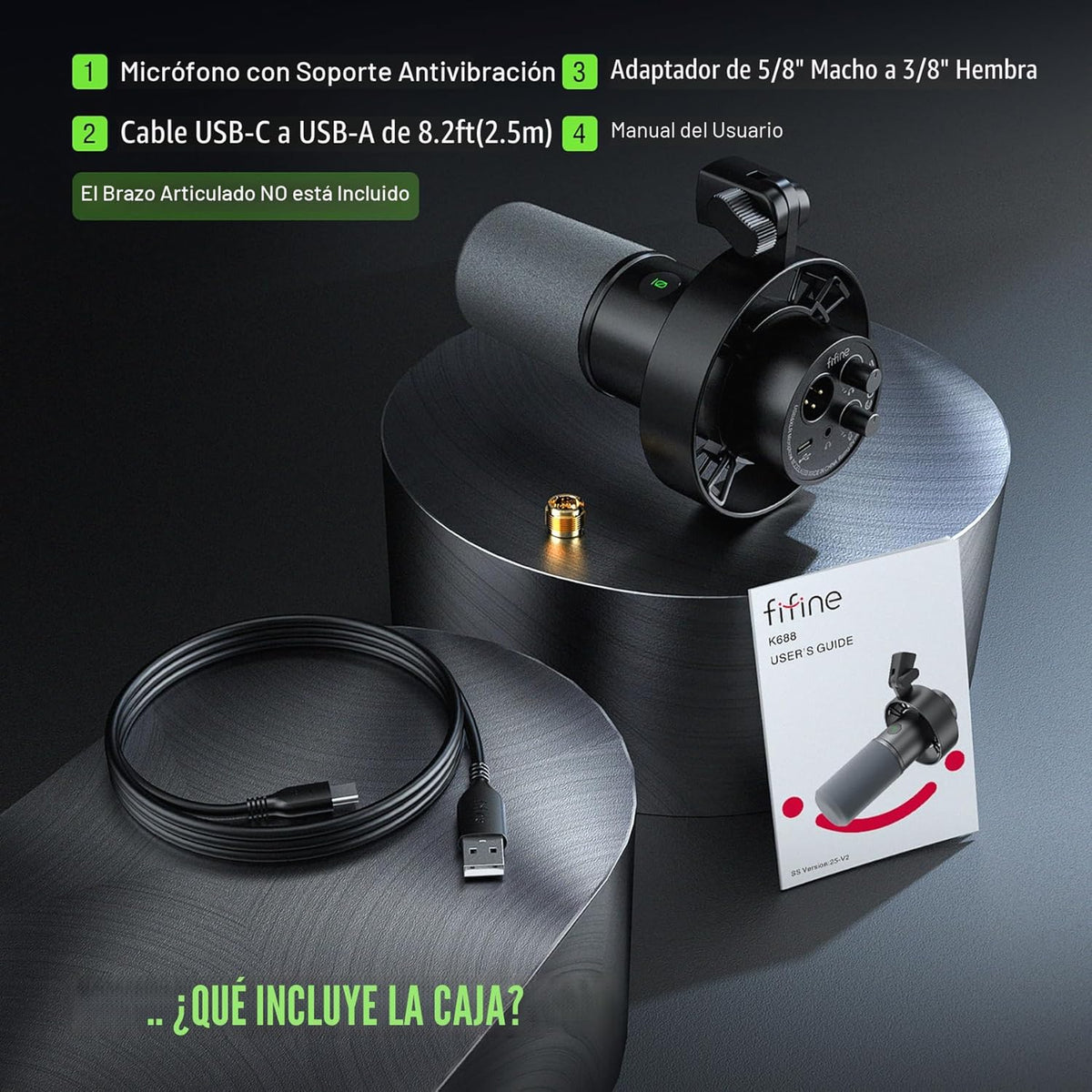 FIFINE Micrófono Dinámico, XLR\/USB Micrófono de PC para Grabación...