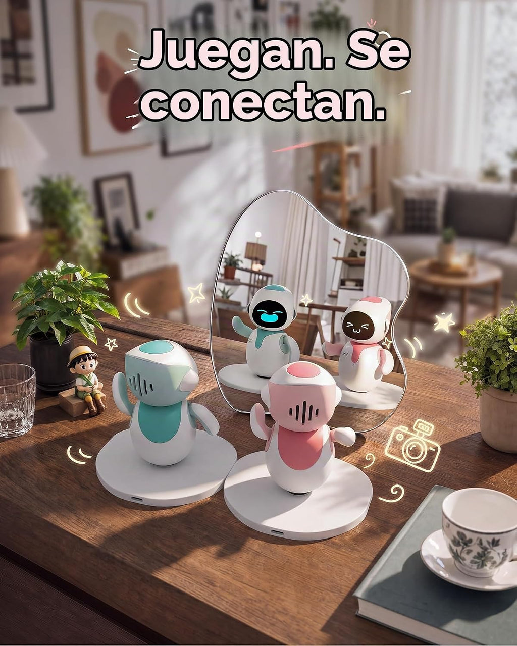 ENERGIZE LAB Eilik Pink - Juguetes interactivos táctiles, lindas mascotas robot con emociones abundantes. Animaciones en reposo y minijuegos, regalo único para niñas y niños. Admite actualizaciones.