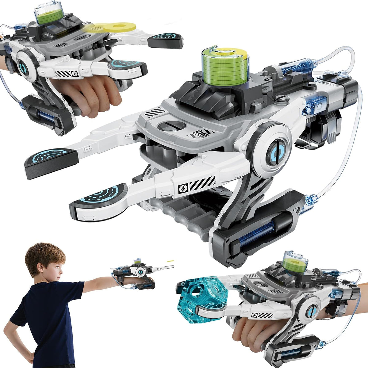 Juguete mecánico robótico STEM de mano, kit de ingeniería de bricolaje para niños mayores de 8 años (blanco)