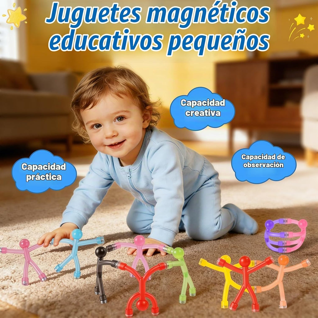 Juego de 20 figuras magnéticas para hombre con caja de almacenamiento de metal, juguetes portátiles para niños, viajes, actividades de viaje por carretera, automóvil en avión, juegos educativos para