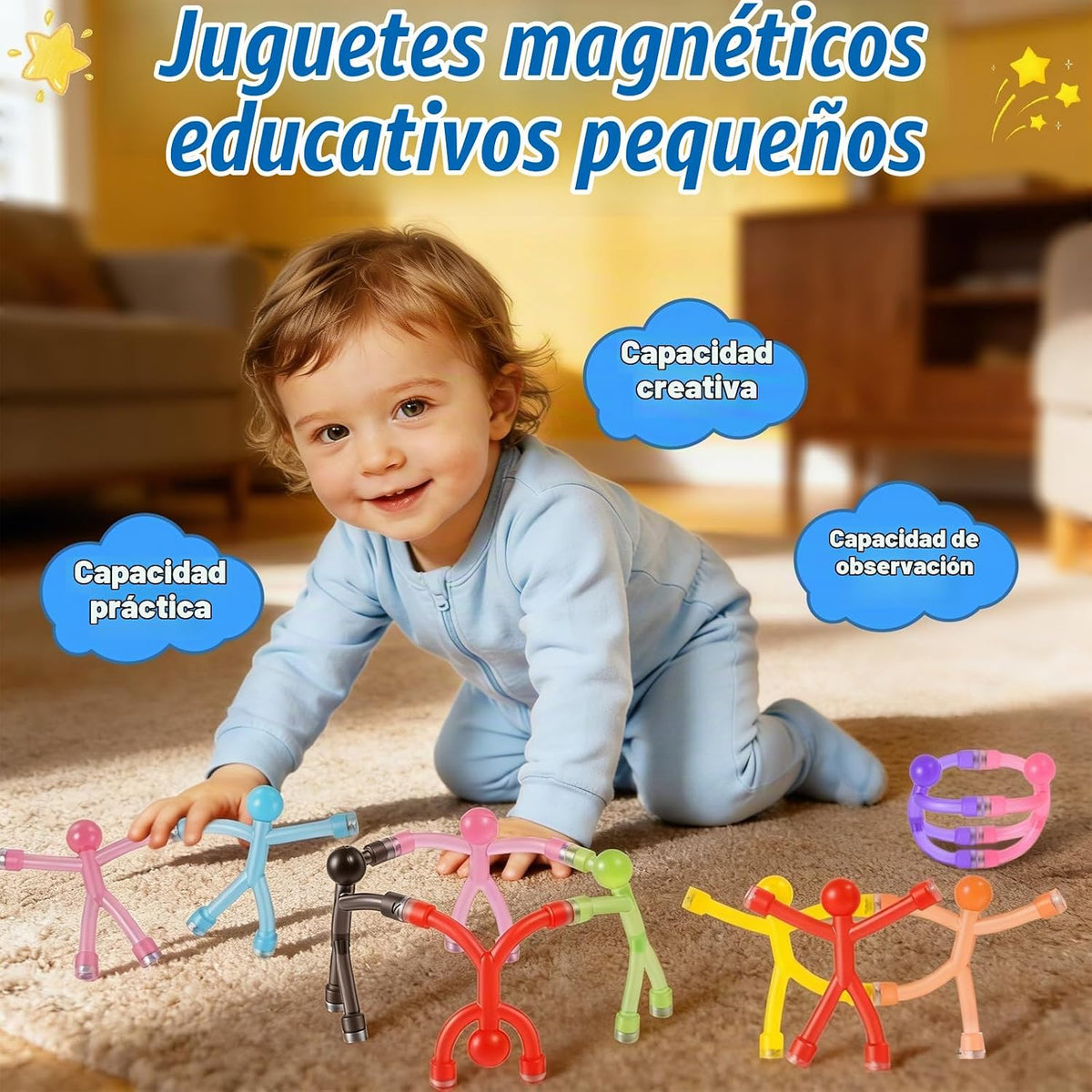 Juego de 20 figuras magnéticas para hombre con caja de almacenamiento de metal, juguetes portátiles para niños, viajes, actividades de viaje por carretera, automóvil en avión, juegos educativos para