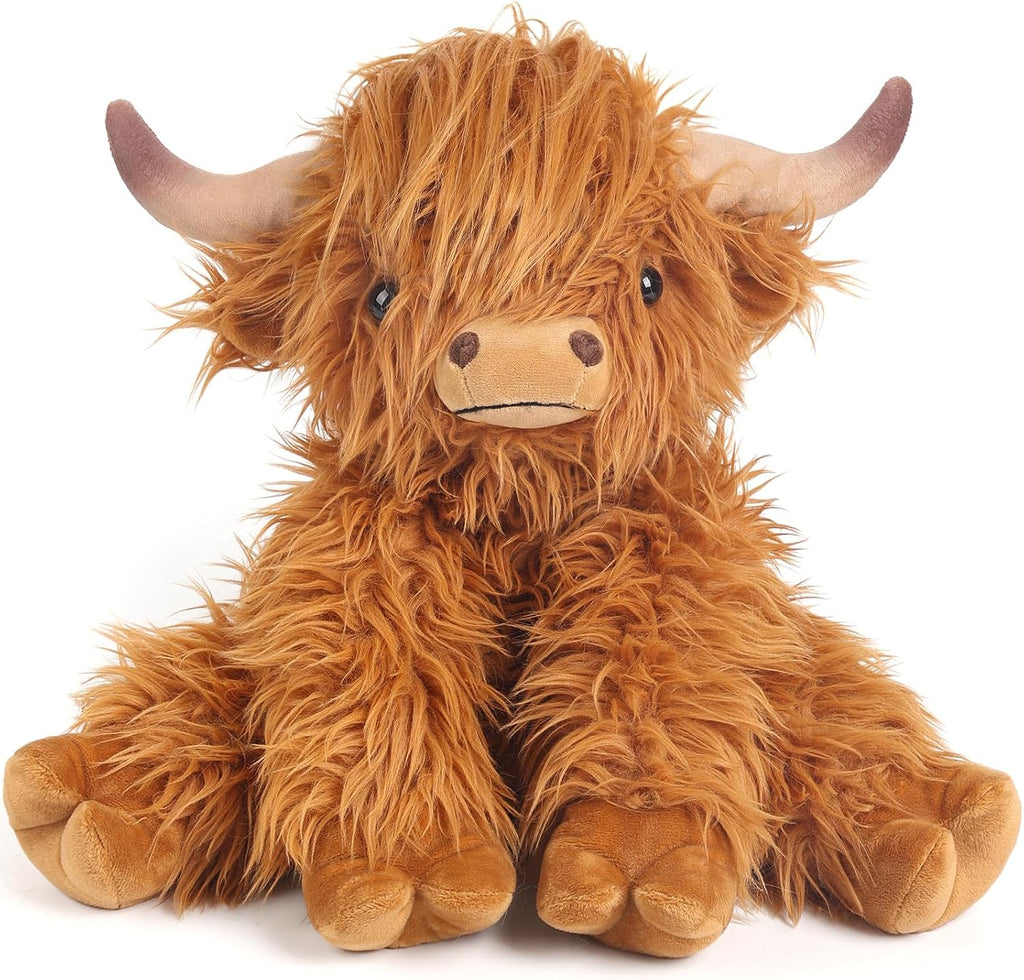 Highland Cow - Animales de peluche con peso, para microondas y con peso, peluche de vaca de las tierras altas para mayor comodidad, juguete de aroma a lavanda refrescante y calentable, lindo regalo para niños, niñas y adultos