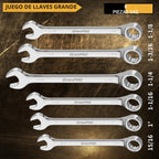 Juego de llaves grandes SAE de 7 piezas, llave de extremo abierto