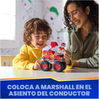 PAW Patrol: Rescue Wheels Marshall’s Firetruck, Camión de juguete con lanzador de proyectiles y figura de acción coleccionable, juguetes para niños y niñas de 3 años en adelante