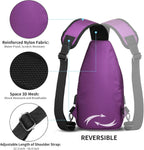 Bandolera cruzada para hombres y mujeres, mochila casual para el hombro, bolsa de pecho para senderismo y viajes (pequeña, púrpura)