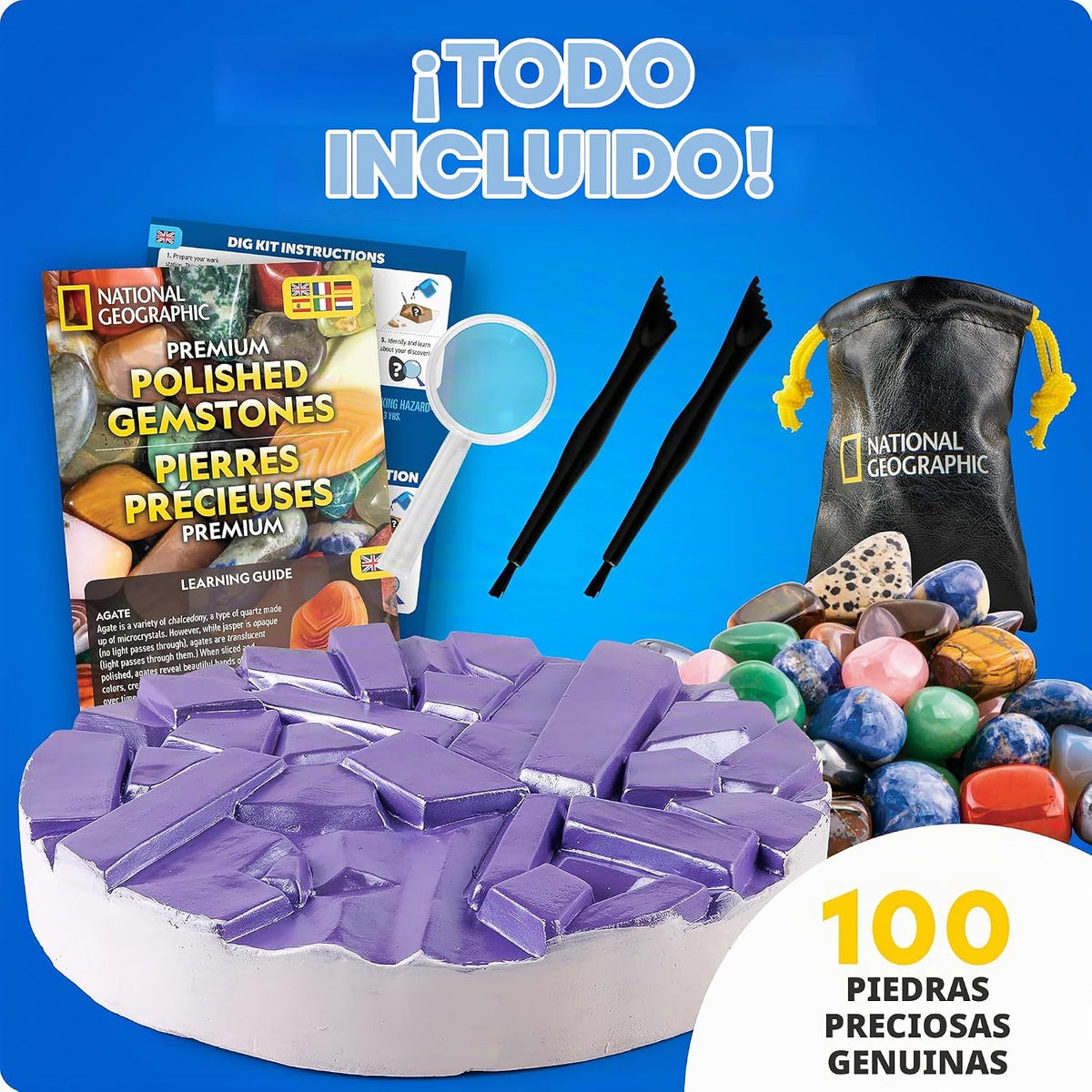 National Geographic Gigantic Gemstone Dig Kit con 100 Real Gems