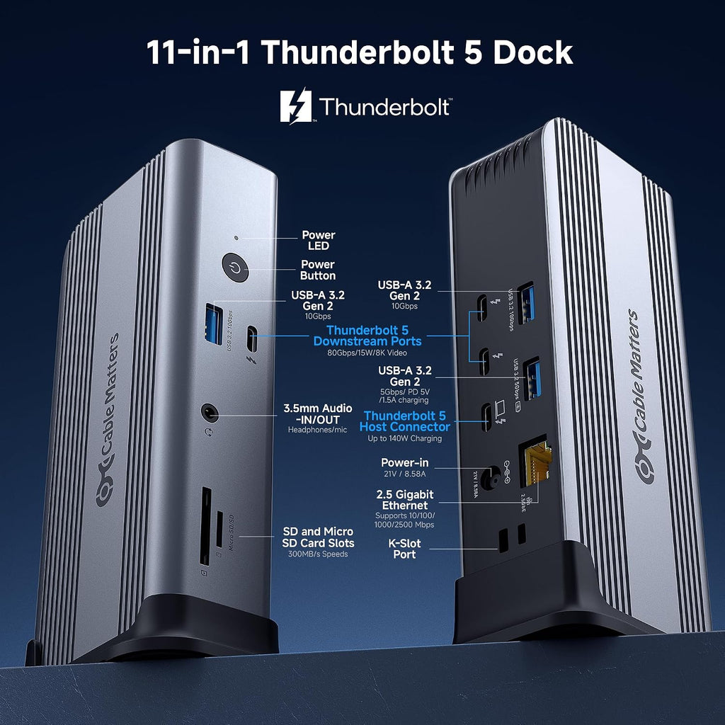 [Certificado Intel] Cable Matters 11 en 1 Thunderbolt 5 Dock con TB Share