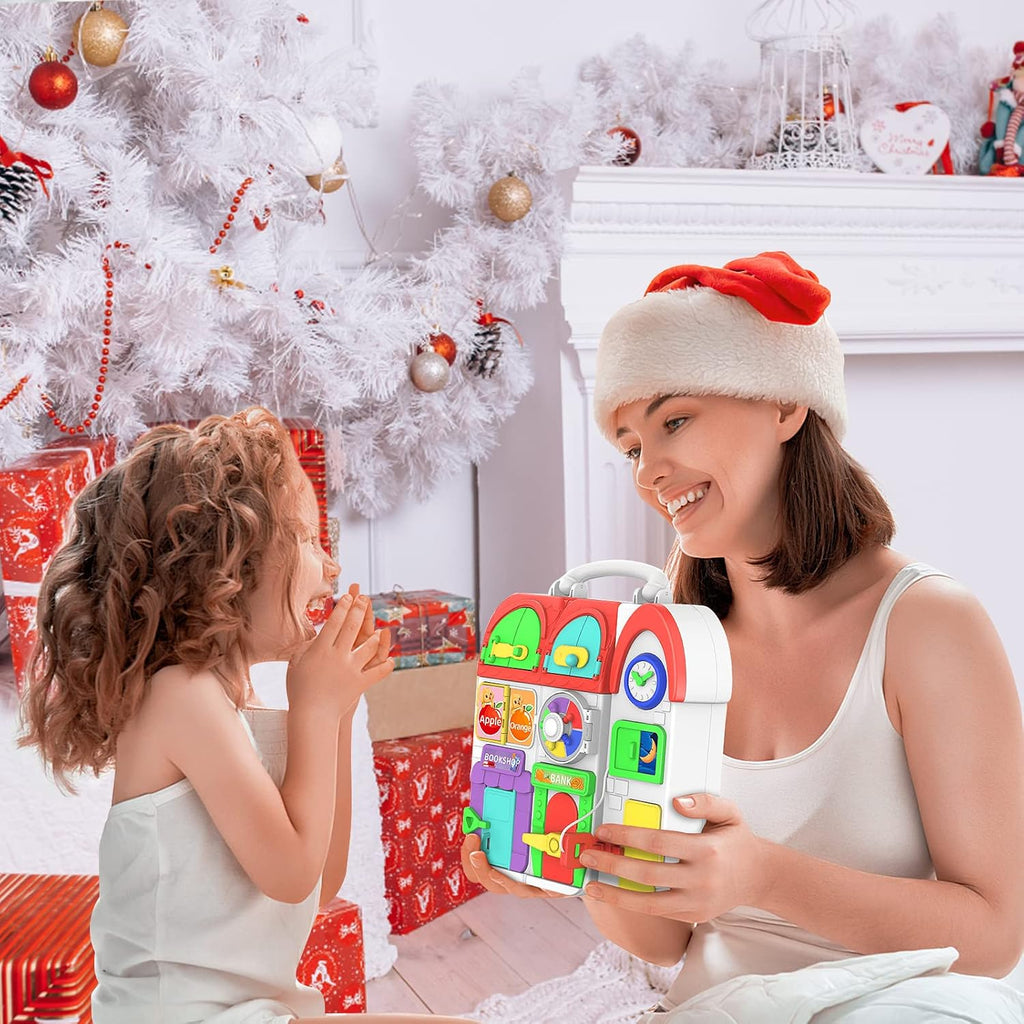 Juguetes para niños pequeños de 1-2 años, tablero ocupado musical Montessori, juguete educativo temprano para niños pequeños de 1-3 años, juguete de desarrollo de habilidades motoras para 12-18 meses