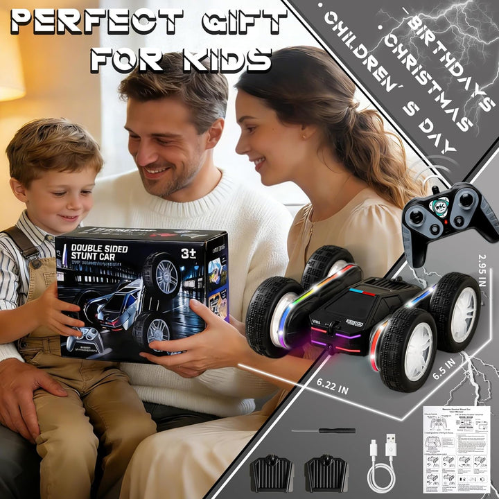SANGQAOFU Coche de control remoto de policía 4WD 360° Flips RC Stun...