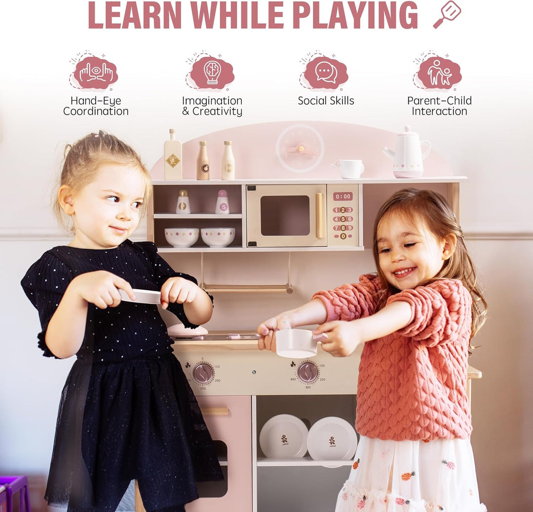 ROBUD Cocina de Juego para Niños Pequeños, Cocina de Juego de Mader...